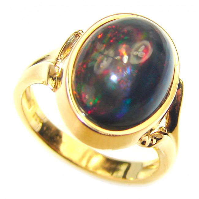 Vintage Design 11.5ctw Genuine Black Opal 14K Gold over .925 Sterling Silver handmade Ring size 7 1/4