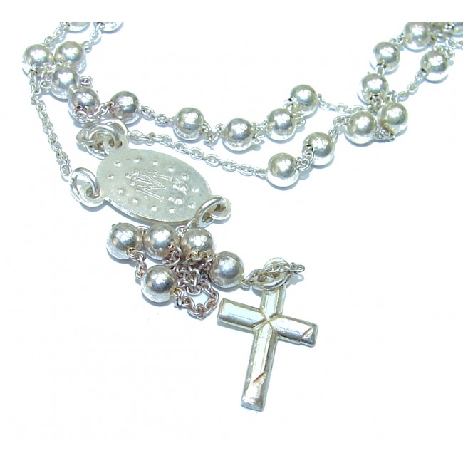 Rosary .925 Sterling Silver handmade necklace