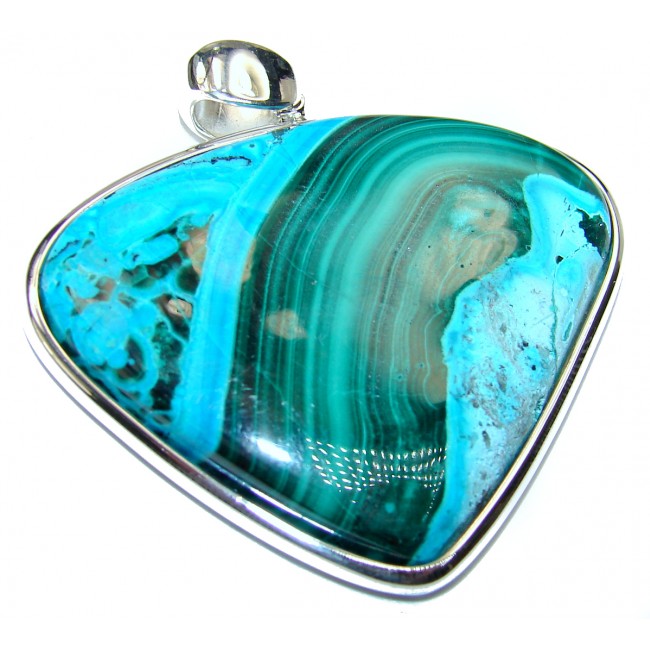 Unique Beauty of Nature authentic Chrysocolla .925 Sterling Silver handcrafted Pendant