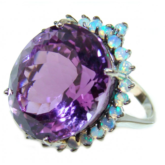 Jumbo Vintage Style Amethyst Ruby .925 Sterling Silver handmade Cocktail Ring s. 7 1/2
