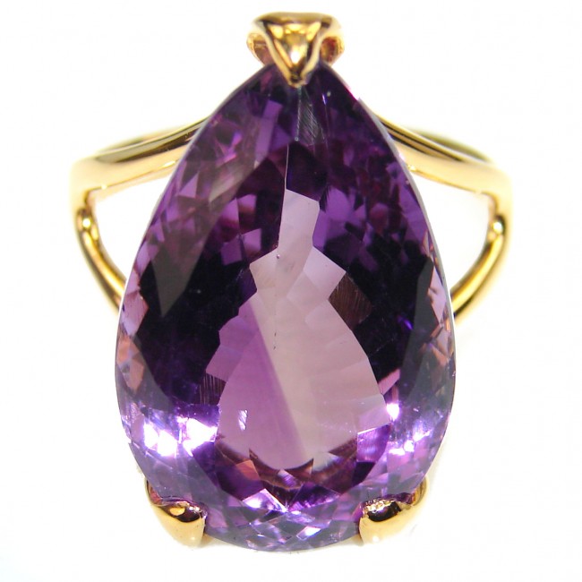 Powerful Authentic 65.2ctw Amethyst 18K Gold over .925 Sterling Silver brilliantly handcrafted ring s. 9 3/4
