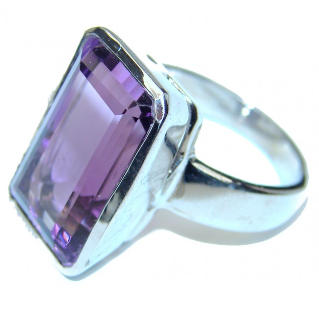 Powerful Authentic 61.2ctw Amethyst .925 Sterling Silver brilliantly handcrafted ring s. 8 3/4
