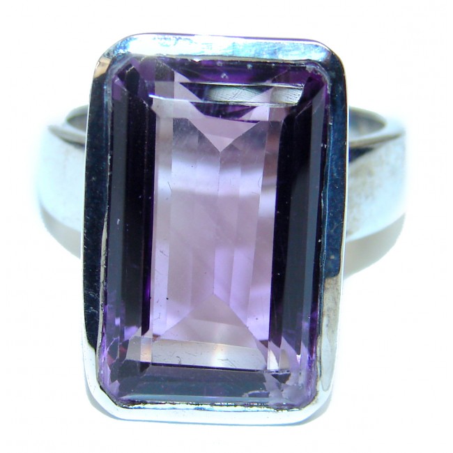 Powerful Authentic 61.2ctw Amethyst .925 Sterling Silver brilliantly handcrafted ring s. 8 3/4