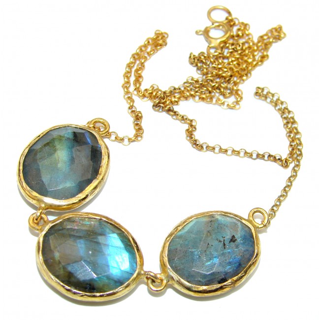 Natural Beauty Labradorite 18K Gold over Sterling Silver handcrafted necklace