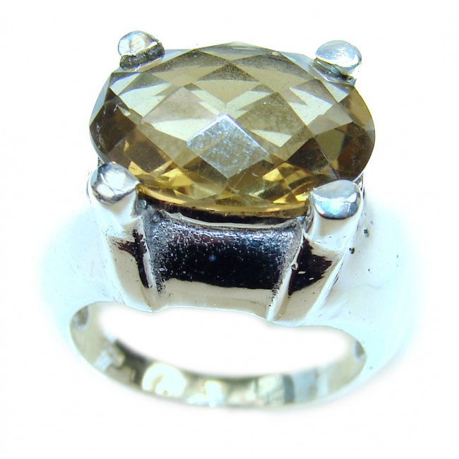 Cocktail Style Natural Citrine .925 Sterling Silver handcrafted Ring s. 6 3/4