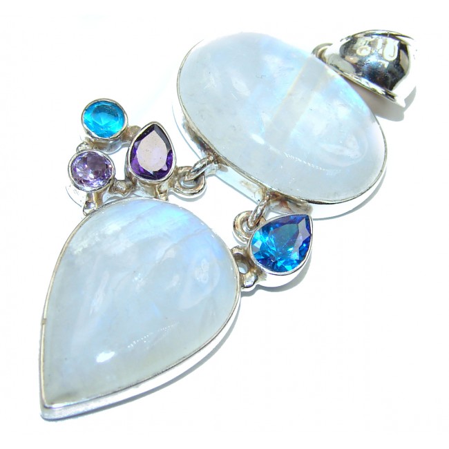Snow Queen Chunky Moonstone .925 Sterling Silver handcrafted necklace