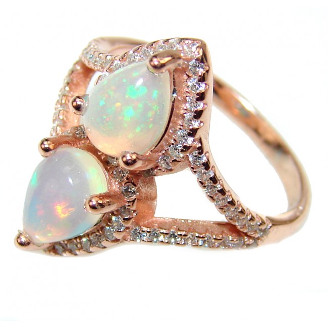 Incredible Genuine 12.5 carat Ethiopian Opal 18K Gold over .925 Sterling Silver handmade Ring size 8