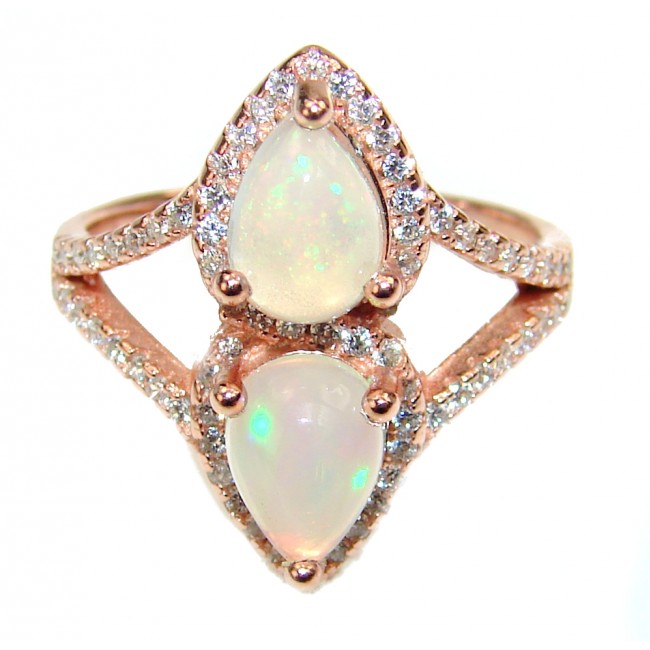 Incredible Genuine 12.5 carat Ethiopian Opal 18K Gold over .925 Sterling Silver handmade Ring size 8