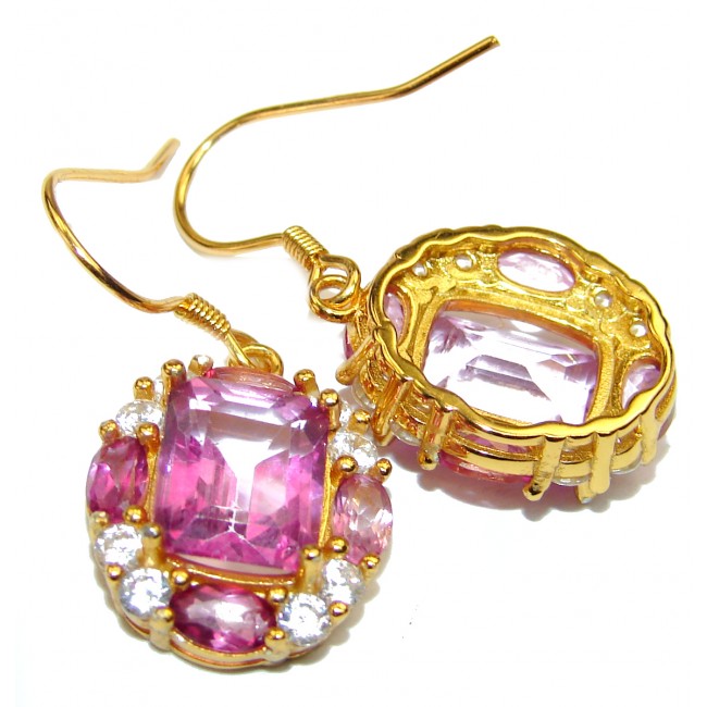 Sublime Pink Amethyst 14K Gold over .925 Sterling Silver handmade earrings