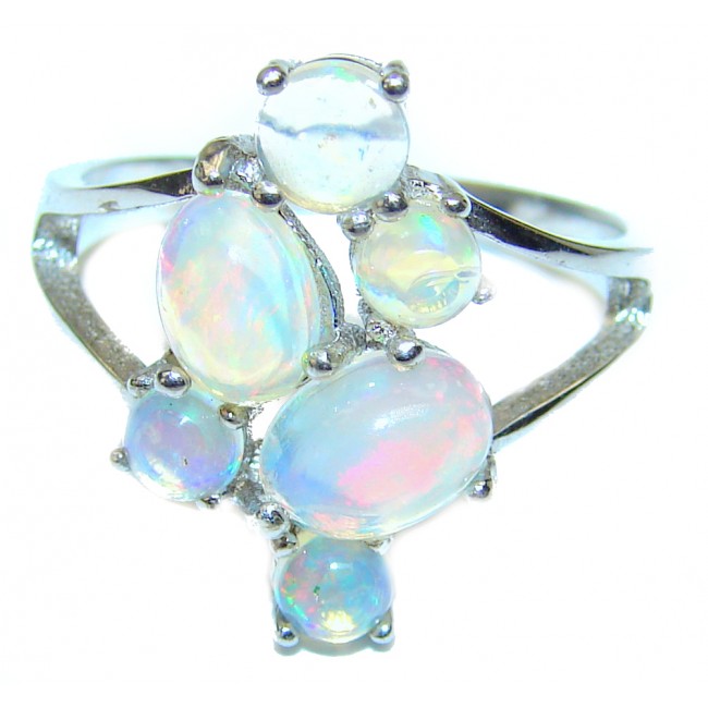 A MAGICAL INSPIRATION Authentic Ethiopian Opal .925 Sterling Silver handmade Ring s. 9