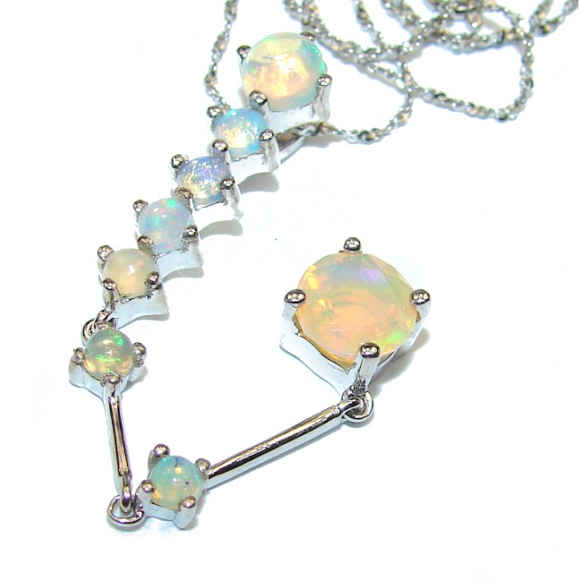Real Masterpiece Natural Ethiopian Opal .925 Sterling Silver Necklace