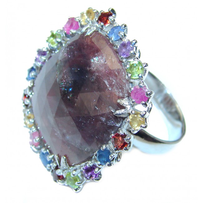 Victorian Style authentic Ruby .925 Sterling Silver ring; s. 7 1/4