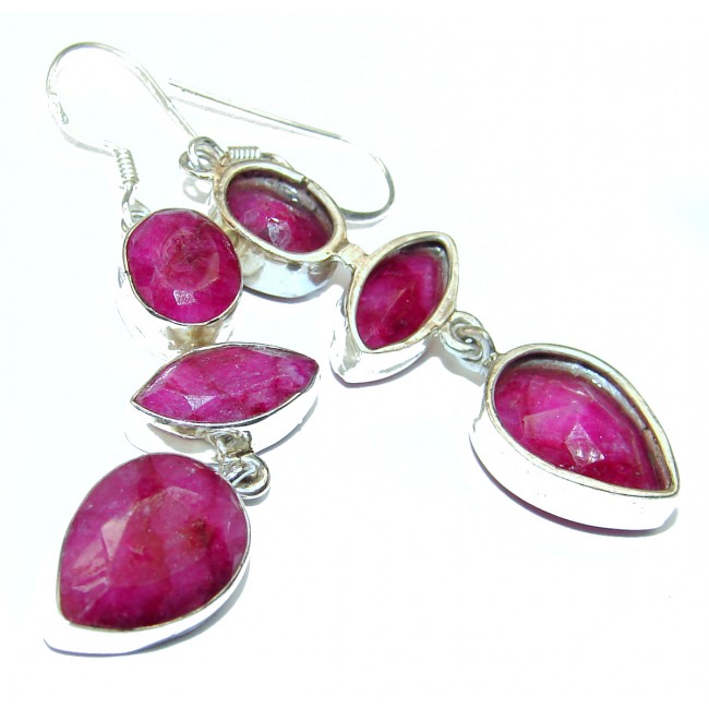 Authentic 7.5carat Ruby .925 Sterling Silver handcrafted earrings