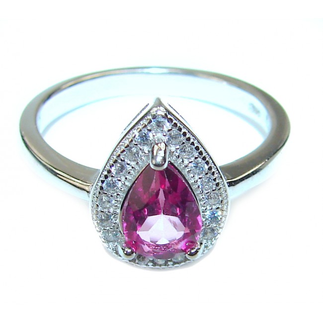 Perfect and Simple Pink Sapphire .925 Sterling Silver Ring s. 7