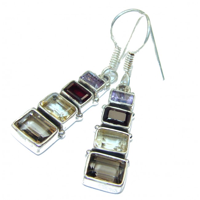 Luxury Authentic Multigem .925 Sterling Silver handcrafted earrings