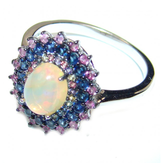 Incredible Ethiopian Opal .925 Sterling Silver handcrafted ring size 8 1/4