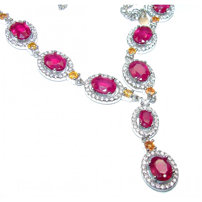 Spectacular authentic Ruby yellow Sapphire .925 Sterling Silver handcrafted necklace