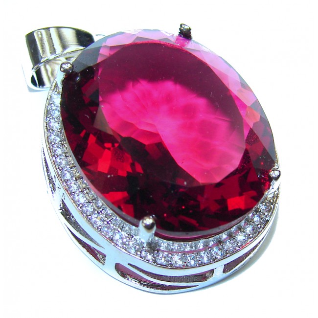 Spectacular Red Raspberry Topaz .925 Sterling Silver handcrafted Pendant