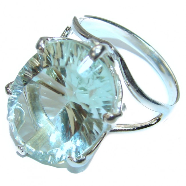 Best quality Green Amethyst .925 Sterling Silver handcrafted Ring Size 10