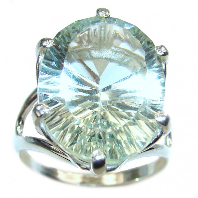 Best quality Green Amethyst .925 Sterling Silver handcrafted Ring Size 10