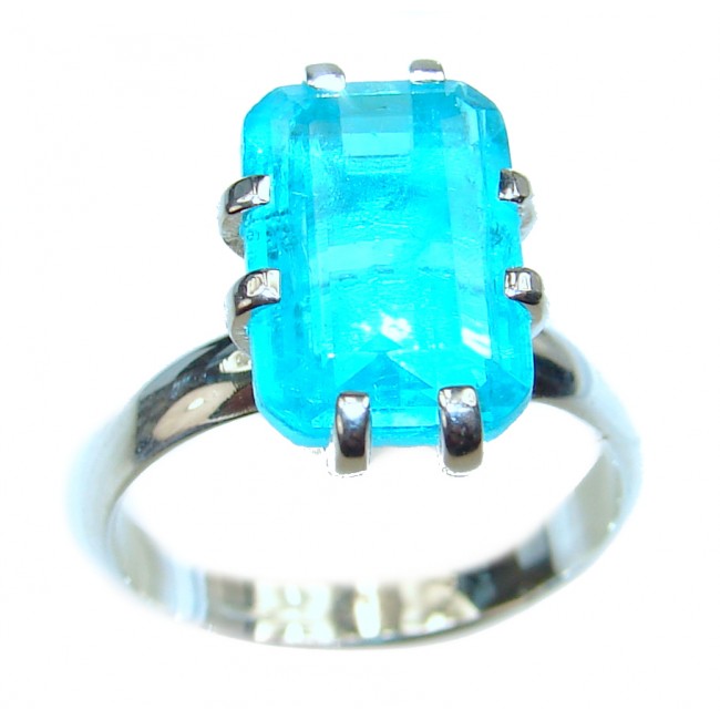Pear Cut 5.6ctw Paraiba Tourmaline .925 Sterling Silver handcrafted Statement Ring size 5 3/4