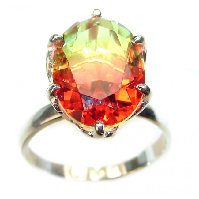 9.5ctw Watermelon Tourmaline .925 Sterling Silver handcrafted Ring size 6