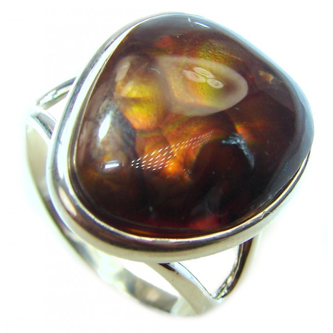 Outstanding Genuine Mexican Fire Agate .925 Sterling Silver handmade ring size 9 1/4