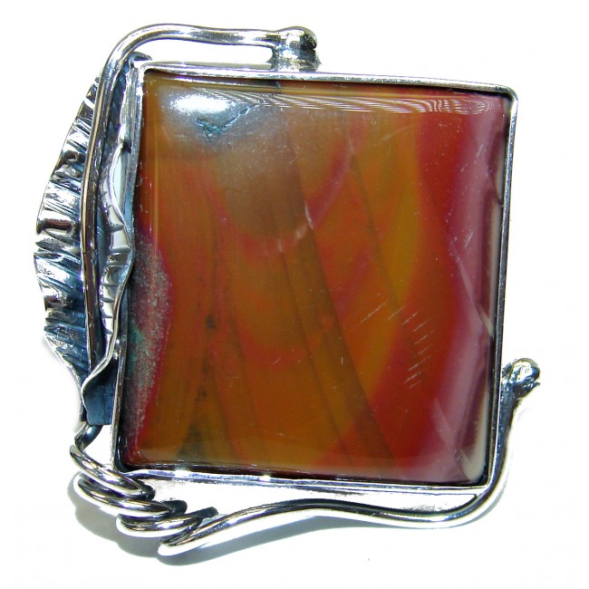 Perfect Red Creek Jasper Sterling Silver handmade Ring s. 7 adjustable