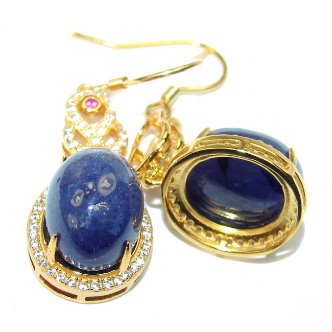 Authentic Sapphire 18K Gold over .925 Sterling Silver handmade earrings