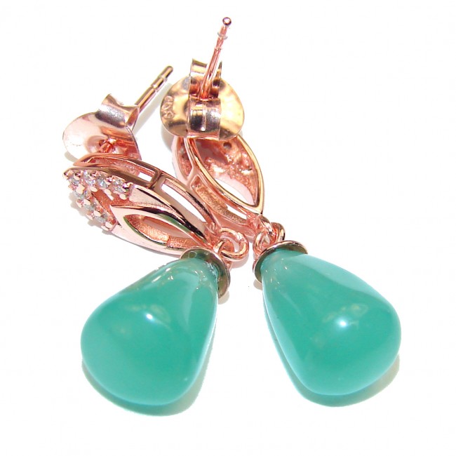 Exclusive Green Jade Gold over .925 Sterling Silver Earrings