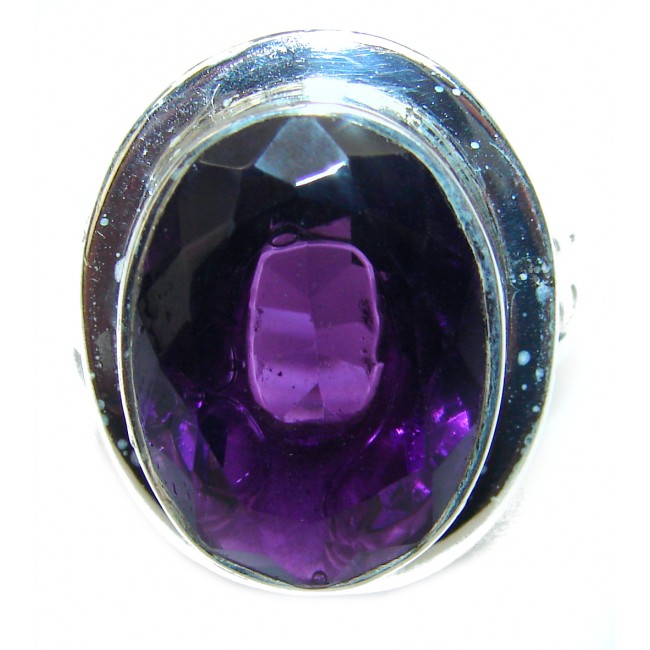 Powerful Authentic 14.2ctw Amethyst .925 Sterling Silver brilliantly handcrafted ring s. 7
