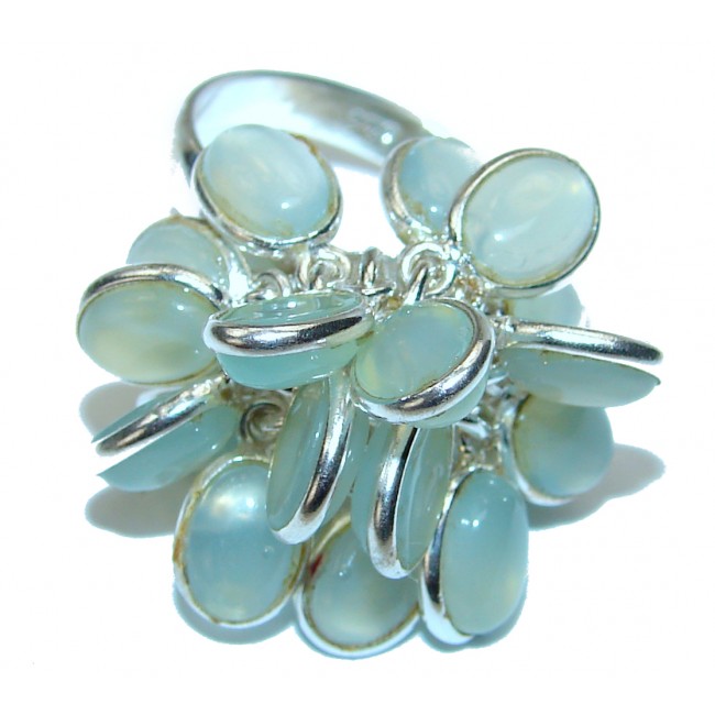 Blue Agate .925 Sterling Silver handcrafted cha-cha Ring s. 9 1/2