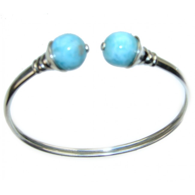 Beauty of Nature Blue Larimar .925 Sterling Silver handcrafted Hinged Bracelet