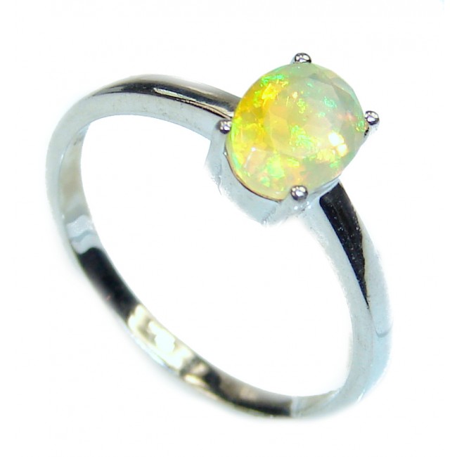 Ethiopian Opal .925 Sterling Silver handmade Statement ring s. 8 1/2