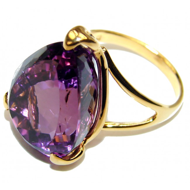 Powerful Authentic 65.2ctw Amethyst 18K Gold over .925 Sterling Silver brilliantly handcrafted ring s. 9 1/4