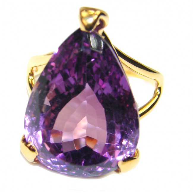 Powerful Authentic 65.2ctw Amethyst 18K Gold over .925 Sterling Silver brilliantly handcrafted ring s. 9 1/4