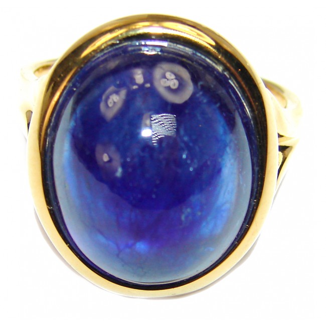 Genuine 46.8ct Sapphire 18K yellow Gold over .925 Sterling Silver handmade Cocktail Ring s. 7