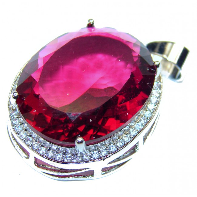 Spectacular Red Raspberry Topaz .925 Sterling Silver handcrafted Pendant