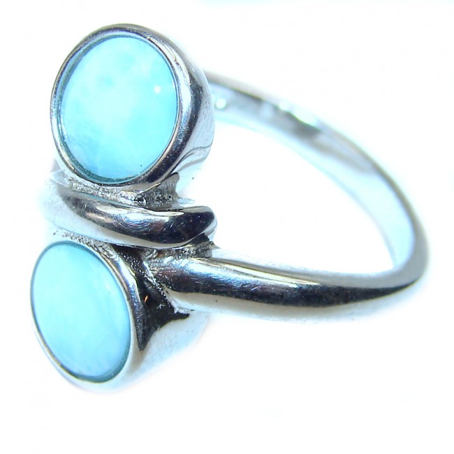 Natural inlay Larimar .925 Sterling Silver handcrafted Ring s. 8