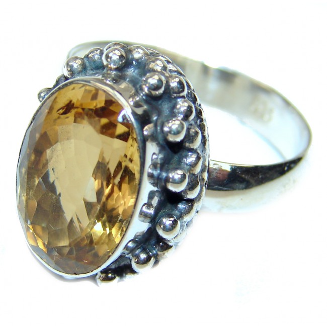 Cocktail Style Natural Citrine .925 Sterling Silver handcrafted Ring s. 10 1/4
