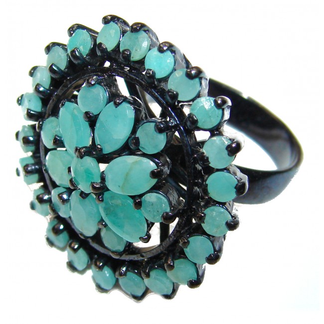 ABUNDANT NATURE Stunning Emerald .925 Sterling Silver handcrafted ring size 8