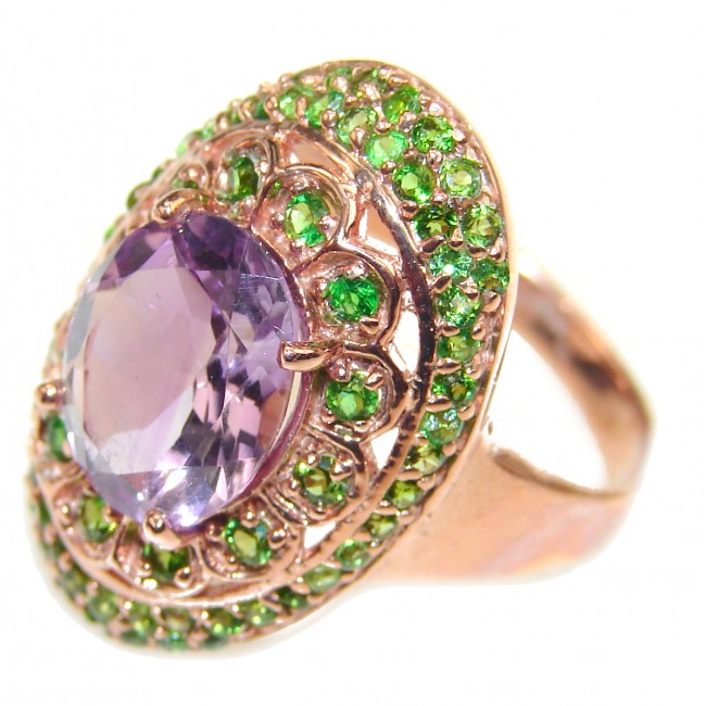 Best quality Amethyst 18K Rose Gold .925 Sterling Silver handcrafted Ring Size 9