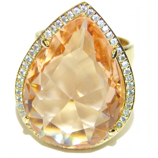 Best quality Golden Rutilated Quartz 18K Gold over .925 Sterling Silver handcrafted Ring Size 7