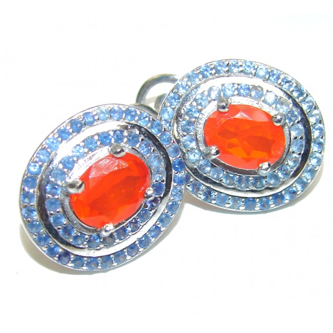 Authentic Mexican Fire Opal .925 Sterling Silver handcrafted earrings