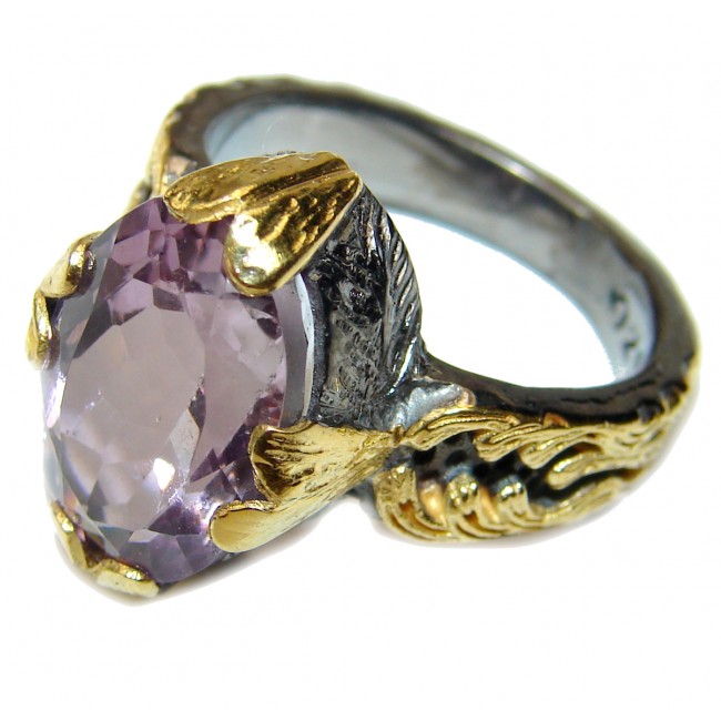 Best quality Amethyst 18K Gold .925 Sterling Silver handcrafted Ring Size 8