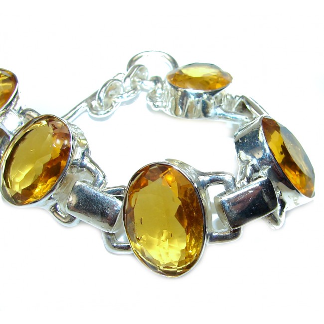 Beautiful authentic yellow quartz .925 Sterling Silver handcrafted Bracelet
