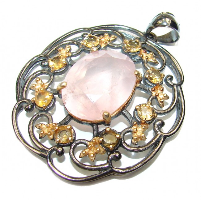 Incredible ROSE QUARTZ .925 Sterling Silver handcrafted pendant