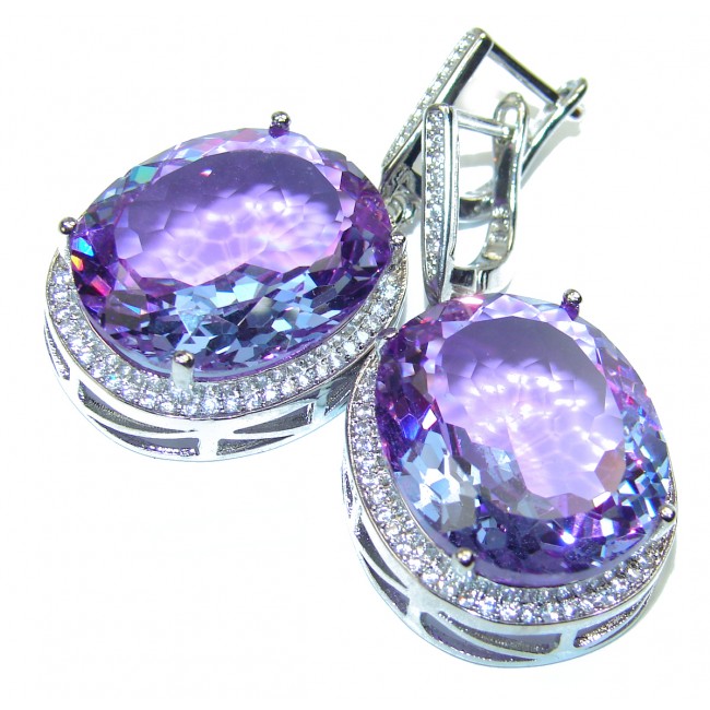 Spectacular Genuine Alexandrite .925 Sterling Silver HUGE earrings