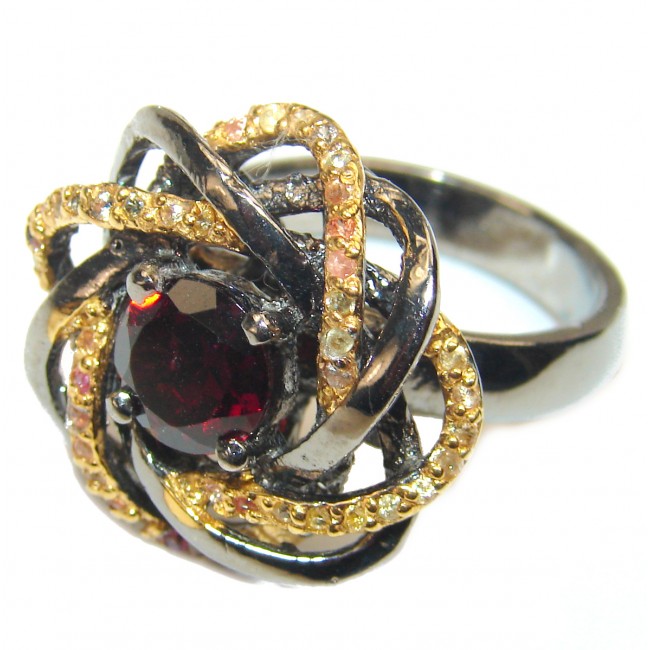 A MAGICAL INSPIRATION Authentic Garnet .925 Sterling Silver handmade Ring s. 9