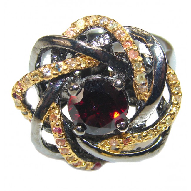 A MAGICAL INSPIRATION Authentic Garnet .925 Sterling Silver handmade Ring s. 9